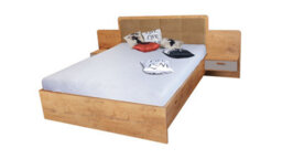 Arte Effect Bed In Oak Lancelot - H1010mm D2080mm W2750mm With Bedsides, Natural And Stylish