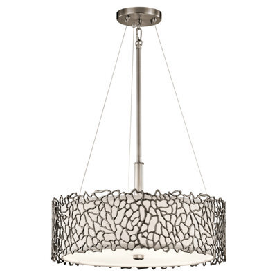 Luminosa Lighting Elstead Silver Coral 3 Light Ceiling Duo-Mount Pendant Classic Pewter, E27 - image 1