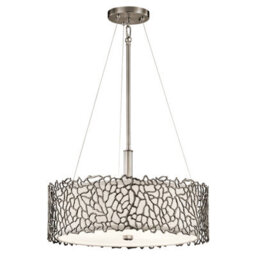 Luminosa Lighting Elstead Silver Coral 3 Light Ceiling Duo-Mount Pendant Classic Pewter, E27 - thumbnail 1
