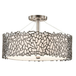 Luminosa Lighting Elstead Silver Coral 3 Light Ceiling Duo-Mount Pendant Classic Pewter, E27 - thumbnail 2