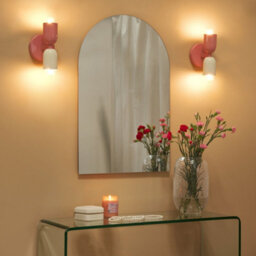 Beliani Set Of 2 Pastel Pink Metal Shade Up-Down Wall Lamps, Two-Light Sconces For Living Room And Bedroom - thumbnail 1