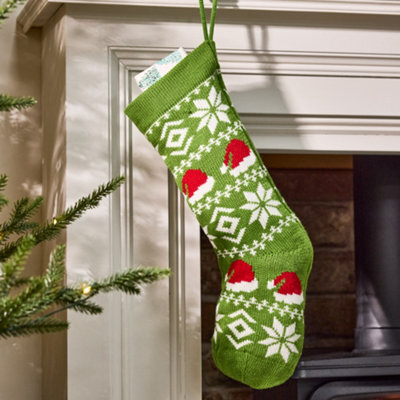Dibor Traditional Green Santa Hats Chunky Knit Xmas Gift Decoration Christmas Stocking For Kids - image 1