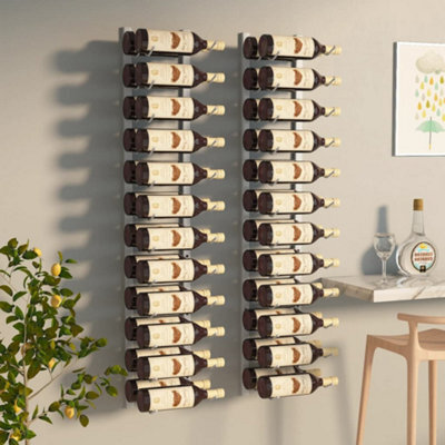Vidaxl Wall Mounted Wine Rack For 24 Bottles 2 Pcs White Iron - image 1