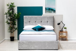 Horwood Silver Crushed Velvet Gas Lift Ottoman Storage Double Bed Frame 4Ft6 - thumbnail 4