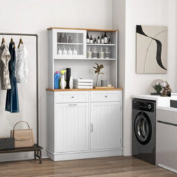 Kitchen Buffet Freestanding Kitchen Pantry Storage Cabinet Cupboard W/4 Doors - thumbnail 3