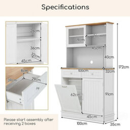 Kitchen Buffet Freestanding Kitchen Pantry Storage Cabinet Cupboard W/4 Doors - thumbnail 2
