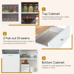 Kitchen Buffet Freestanding Kitchen Pantry Storage Cabinet Cupboard W/4 Doors - thumbnail 5