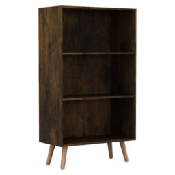Urbn-Living Urbnliving 110Cm Height 3 Tier Rustic Brown Bookcase Storage Cabinet Scandinavian Style Pine Legs Room Display Unit