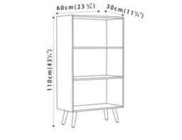 Urbn-Living Urbnliving 110Cm Height 3 Tier Rustic Brown Bookcase Storage Cabinet Scandinavian Style Pine Legs Room Display Unit - thumbnail 2