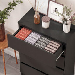 Homcom Bedroom Chest Of Drawers, 5 Drawers Dresser, Drawer Unit, Black - thumbnail 9