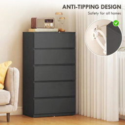 Homcom Bedroom Chest Of Drawers, 5 Drawers Dresser, Drawer Unit, Black - thumbnail 5