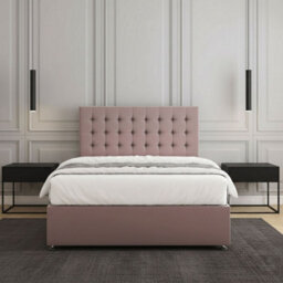 REGIONAL FURNISHINGS Divan Bed Set Luxury Pink Plush Velvet With 24Inch Headboard & Mattress No Drawers In Single Double King 4Ft 6Ft Sizes - thumbnail 3
