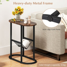 Costway Narrow Side Table 2-Tier Oval End Table With Magazine Holder - thumbnail 5