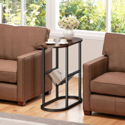 Costway Narrow Side Table 2-Tier Oval End Table With Magazine Holder - thumbnail 7