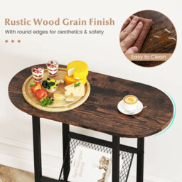 Costway Narrow Side Table 2-Tier Oval End Table With Magazine Holder - thumbnail 6