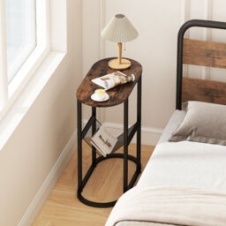 Costway Narrow Side Table 2-Tier Oval End Table With Magazine Holder - thumbnail 1