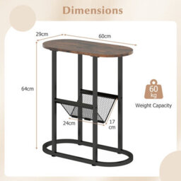 Costway Narrow Side Table 2-Tier Oval End Table With Magazine Holder - thumbnail 3