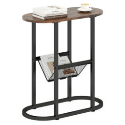 Costway Narrow Side Table 2-Tier Oval End Table With Magazine Holder - thumbnail 2