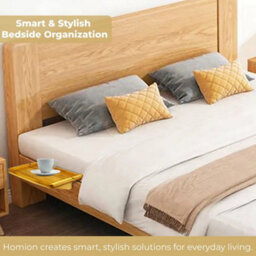 Bamboo Clip On Bedside Tray Hanging Shelf Ergonomic Clamp Space Saving Table - thumbnail 5