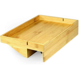 Bamboo Clip On Bedside Tray Hanging Shelf Ergonomic Clamp Space Saving Table - thumbnail 1