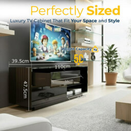"Homeology Gallus Gloss Black With 2-Black Drawers And 2 Shelves Up To 55""led, Lcd, Plasma Cabinet Tv Stand" - thumbnail 9