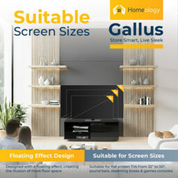 "Homeology Gallus Gloss Black With 2-Black Drawers And 2 Shelves Up To 55""led, Lcd, Plasma Cabinet Tv Stand" - thumbnail 2