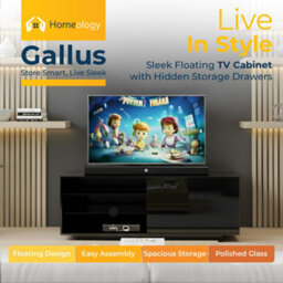 "Homeology Gallus Gloss Black With 2-Black Drawers And 2 Shelves Up To 55""led, Lcd, Plasma Cabinet Tv Stand" - thumbnail 6