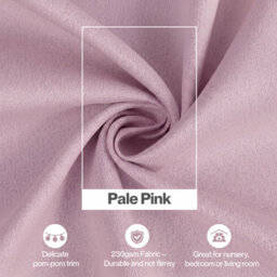 Marlow Pink Fabric Pom Pom Curtains 2 Panel Set 46X72 Inch Nursery Room - thumbnail 7