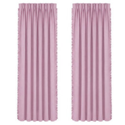 Marlow Pink Fabric Pom Pom Curtains 2 Panel Set 46X72 Inch Nursery Room - thumbnail 2