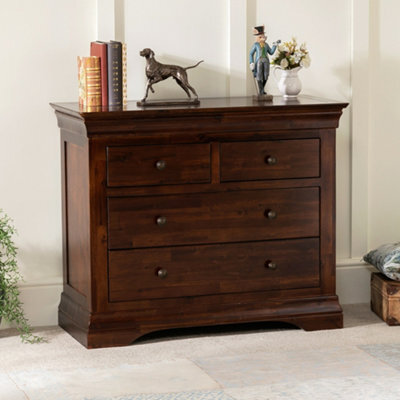 French Hardwood Mahogany Stained 2 over 2 Drawer Chest - image 1