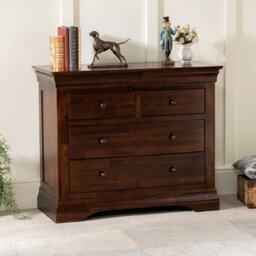 French Hardwood Mahogany Stained 2 over 2 Drawer Chest - thumbnail 1