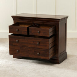 French Hardwood Mahogany Stained 2 over 2 Drawer Chest - thumbnail 3