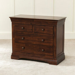 French Hardwood Mahogany Stained 2 over 2 Drawer Chest - thumbnail 2