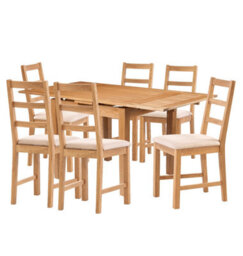 Hallowood Furniture Waverly Small Extending Table With 6 Ladder Back Oak Chairs With Beige Fabric Seats - thumbnail 8