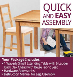 Hallowood Furniture Waverly Small Extending Table With 6 Ladder Back Oak Chairs With Beige Fabric Seats - thumbnail 7
