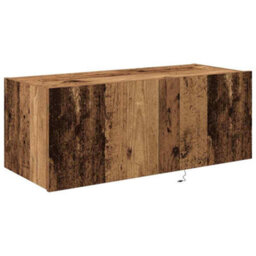 Berkfield Tv Wall Cabinet With Led Lights Old Wood 80X35X31 Cm - thumbnail 5