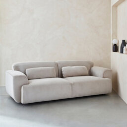 Sweeek. 3-Seater Corduroy Sofa Wallas Corduroy Greige 230X98X73 Cm - thumbnail 2