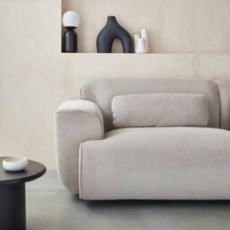 Sweeek. 3-Seater Corduroy Sofa Wallas Corduroy Greige 230X98X73 Cm - thumbnail 4
