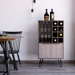 Core Products Nevada Wine Cabinet, 2 Doors And 1 Glass Door - Smoked Oak And Bleached Oak Effect, H109.4Cm X W59.6Cm X D40.0Cm - thumbnail 7