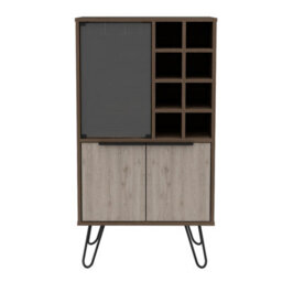 Core Products Nevada Wine Cabinet, 2 Doors And 1 Glass Door - Smoked Oak And Bleached Oak Effect, H109.4Cm X W59.6Cm X D40.0Cm - thumbnail 2