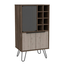Core Products Nevada Wine Cabinet, 2 Doors And 1 Glass Door - Smoked Oak And Bleached Oak Effect, H109.4Cm X W59.6Cm X D40.0Cm - thumbnail 1