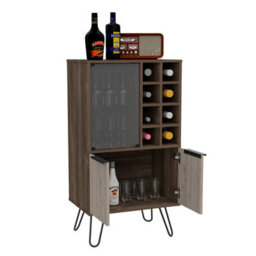 Core Products Nevada Wine Cabinet, 2 Doors And 1 Glass Door - Smoked Oak And Bleached Oak Effect, H109.4Cm X W59.6Cm X D40.0Cm - thumbnail 6
