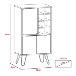 Core Products Nevada Wine Cabinet, 2 Doors And 1 Glass Door - Smoked Oak And Bleached Oak Effect, H109.4Cm X W59.6Cm X D40.0Cm - thumbnail 4
