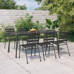 Berkfield 7 Piece Garden Dining Set Anthracite Steel - thumbnail 1