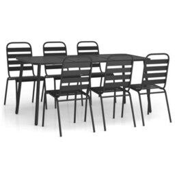 Berkfield 7 Piece Garden Dining Set Anthracite Steel - thumbnail 2