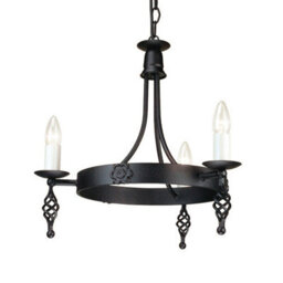 Elegant 3 Bulb Medieval Style Black Chandelier With Led E14 60W
