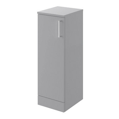 Veleka Gloss Grey Single Freestanding Bathroom Cabinet (H)81Cm (W)27.5Cm - image 1