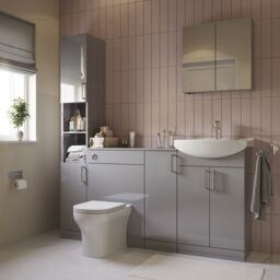 Veleka Gloss Grey Single Freestanding Bathroom Cabinet (H)81Cm (W)27.5Cm - thumbnail 3