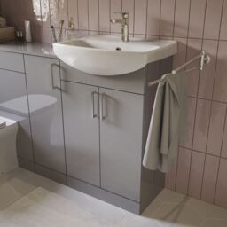 Veleka Gloss Grey Single Freestanding Bathroom Cabinet (H)81Cm (W)27.5Cm - thumbnail 5
