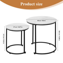 Alivio Set Of 2 Round Nesting Coffee Table, Modern Side Tables For Bedroom, Living Room, Balcony (White) - thumbnail 4